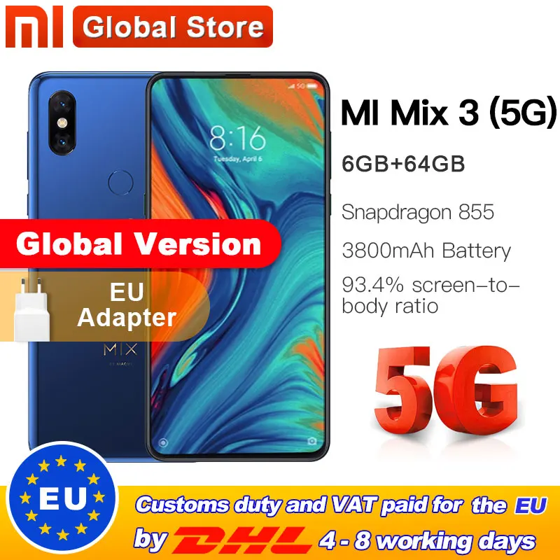 Глобальная версия Xiaomi mi x 3 5G Net 6 ГБ 64 Гб Смартфон Snapdragon 855 39 '񠉈 мАч МП