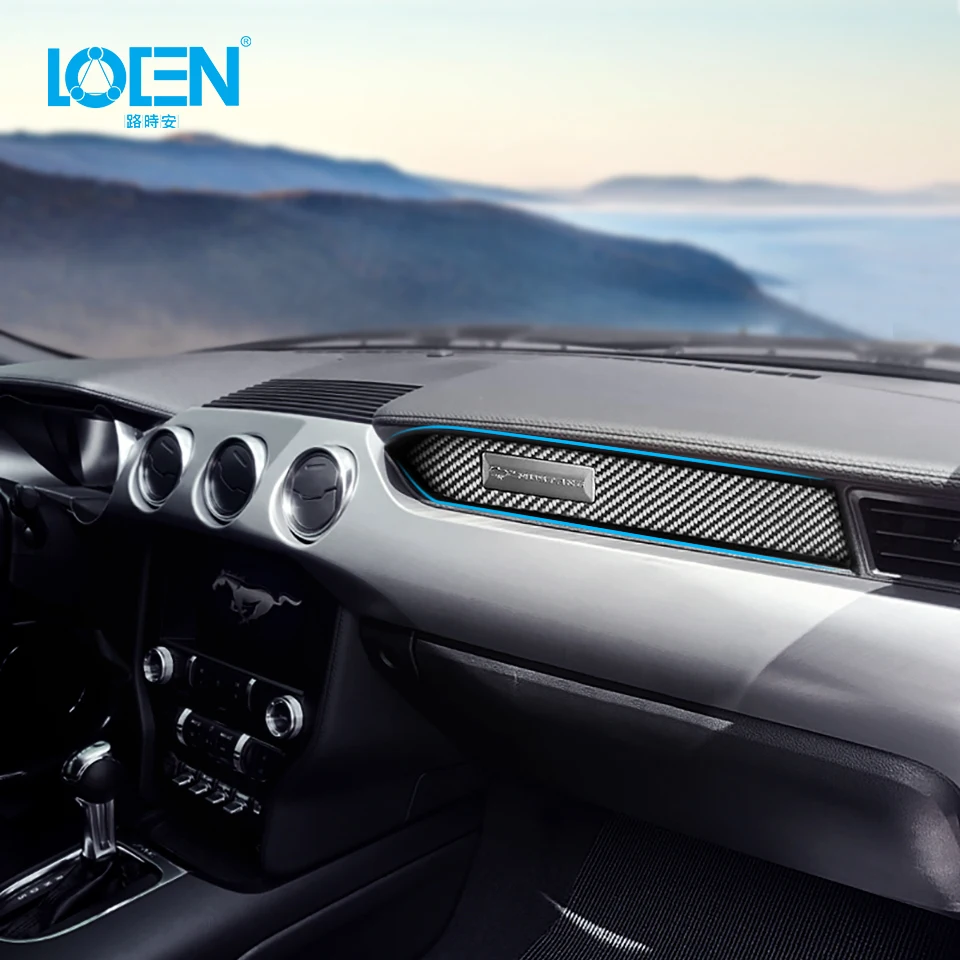 

For Ford Mustang Carbon Fiber Interior Car First Officer Dashboard Decoration Sticker Strip Accessories 2015 2016 2017 2018 2019