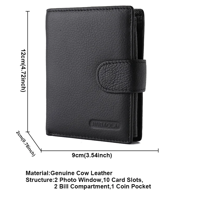 Мужские кошельки JINBAOLAI из натуральной кожи с застежкой и карманом для монет