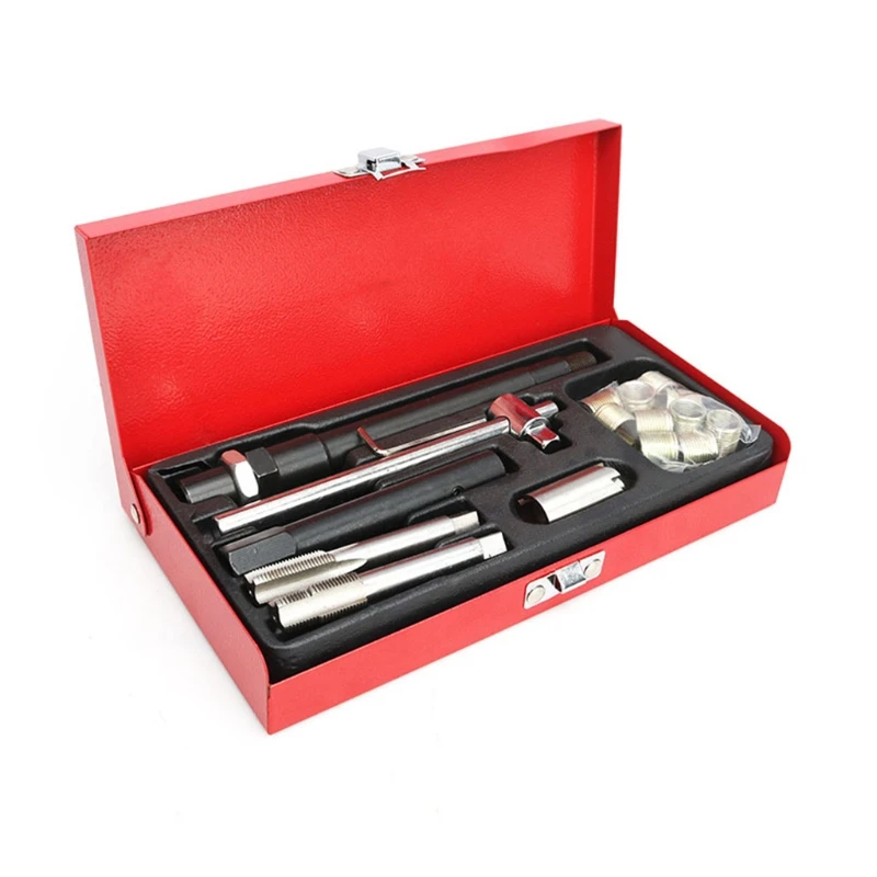 

Spark Plug Repair Kit Metal Spark Plug Tap Thread Repair Tools Rethreading Set with Portable Case for Auto Repair