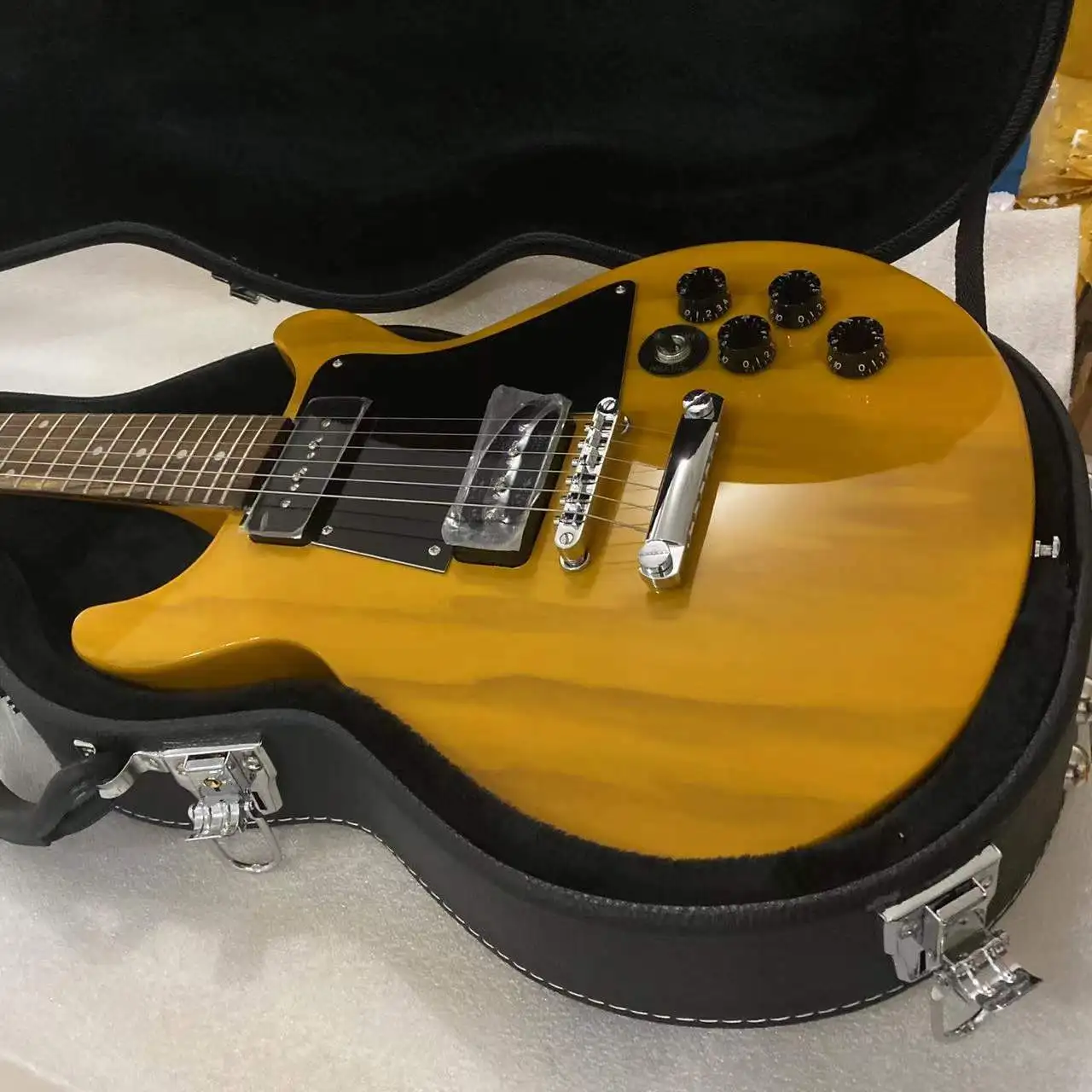 1960 детская Специальная двойная репродукция электрическая гитара прозрачный желтый цвет Высокое качество гитара бесплатная доставка