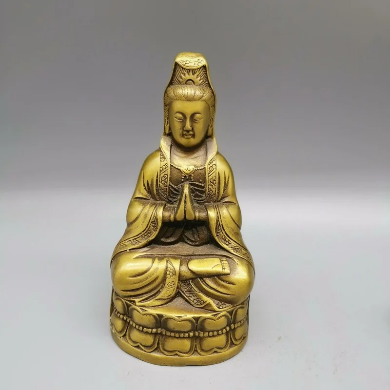 

Fashion Chinese Exquisite Brass Archaize Guanyin Bodhisattva Crafts Statue Iiving Room Decoration Home Gift