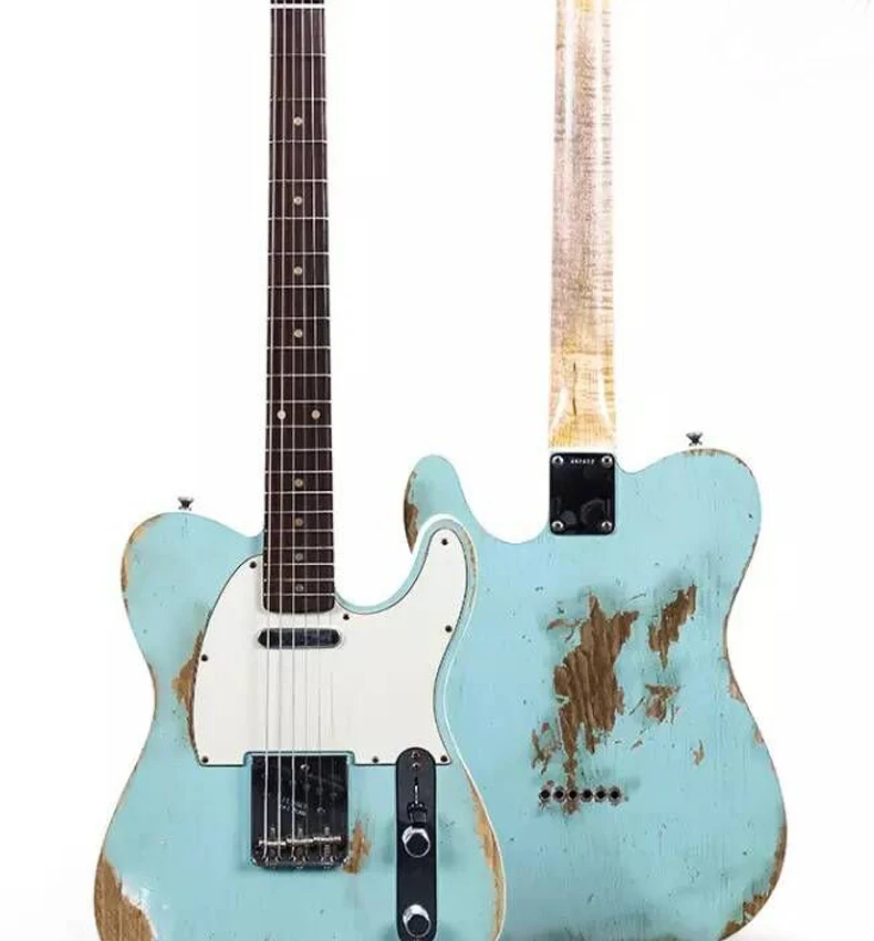 

New Style Electric Guitar blue color 6 stings guitarra.Rosewood fingerboard.relics by hands