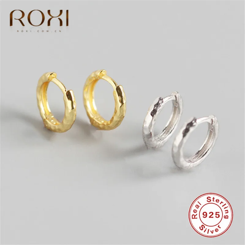 ROXI 925 пробы серебряные Простые круглые серьги гвоздики для женщин геометрические