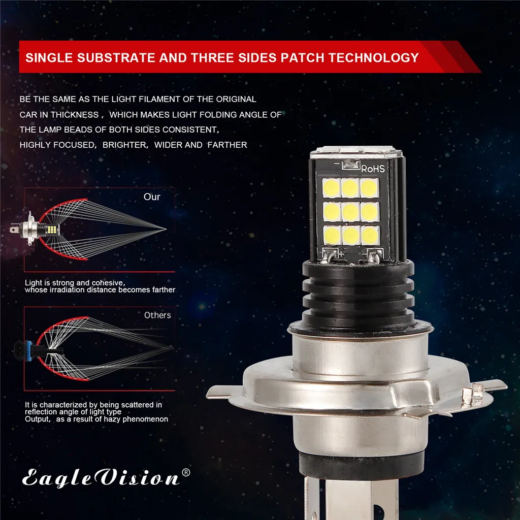 2 шт. светодиодный туман светильник H4 9003 3030 24 SMD RGB автомобилей головной