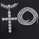 Ожерелье с подвеской в виде креста в стиле хип-хоп с цирконом 4 мм, цепь для тенниса, сверкающие ожерелья, бижутерия в стиле хип-хоп, модный подарок для мужчин и женщин