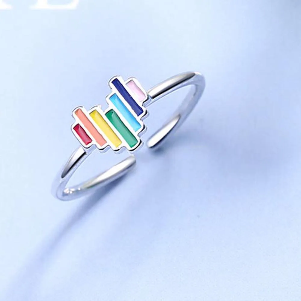 

Korea Fashion RingContracted Pure And Fresh And Lovely Elegant Rainbow Adjustable Size Adorn Article