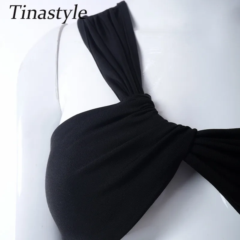 

Tinastyle Two Piece Set Summer Dress Women Black Sleeveless High Slit Sexy Cropped Party Dress Casual 2 piece Outfits Vestidos