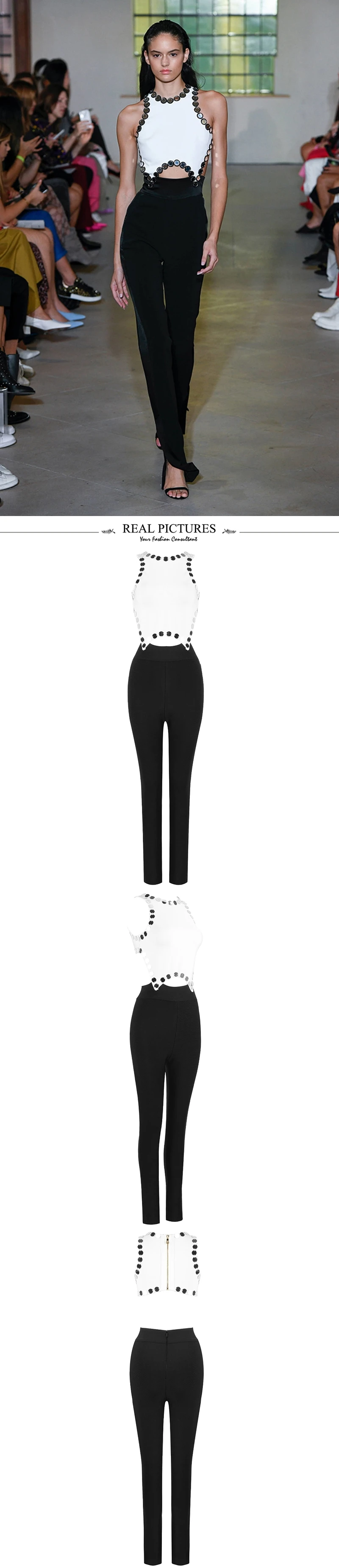 VC All Free Shipping Hot New Chic Dot Sequins Sexy Hollow Out Sleeveless O Neck Celebrity Party Bandage Jumpsuit