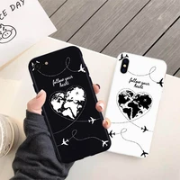 jamular map picture airplane lovers couple phone case for iphone 11 pro max 6s 6plus 7 8 plus x xr xs max love heart back cover