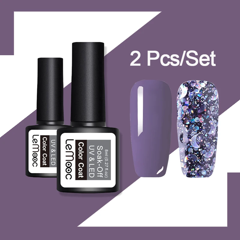 LEMOOC набор гель лаков для ногтей 8 мл цветной яркий светодиодный лак