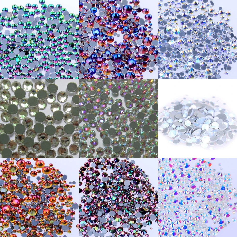 Горячая фиксация Стразы с сияющими стразами полимерные плоские оборота камень SS3