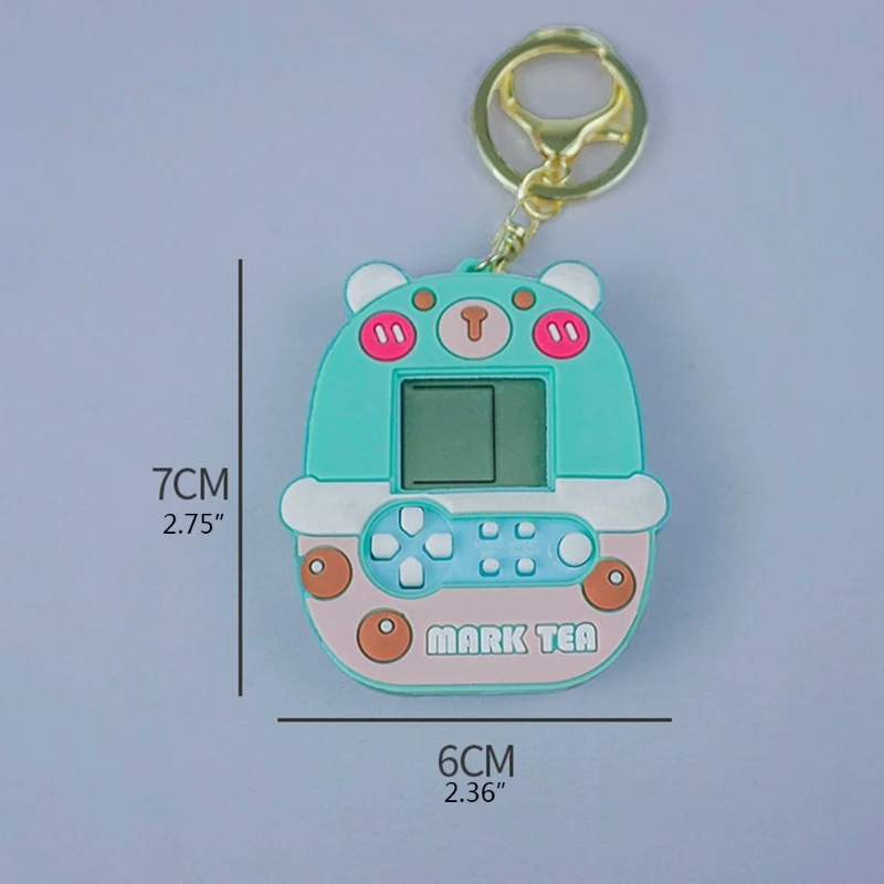 

K5DA Mini Game Console Cartoon Bear Keychain Bag Decoration Pendant Car Key Ring Jewelry Student Gift Kids Toy