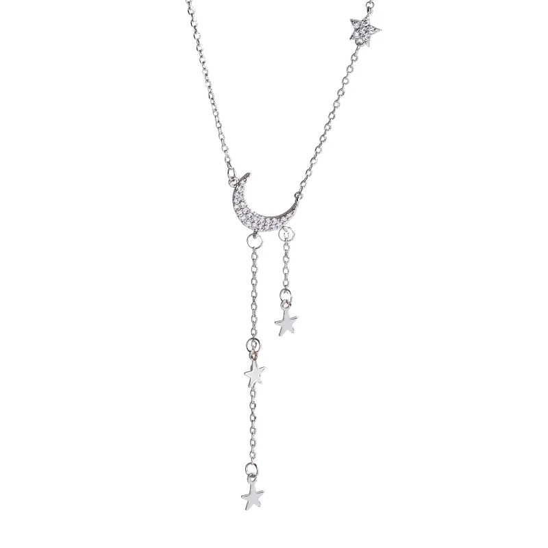 

QX-XL016 Womens Fashion Korean Necklace Jewelry for Women Moon Pentagram Embellished Necklace Gift Necklace for Women 2020