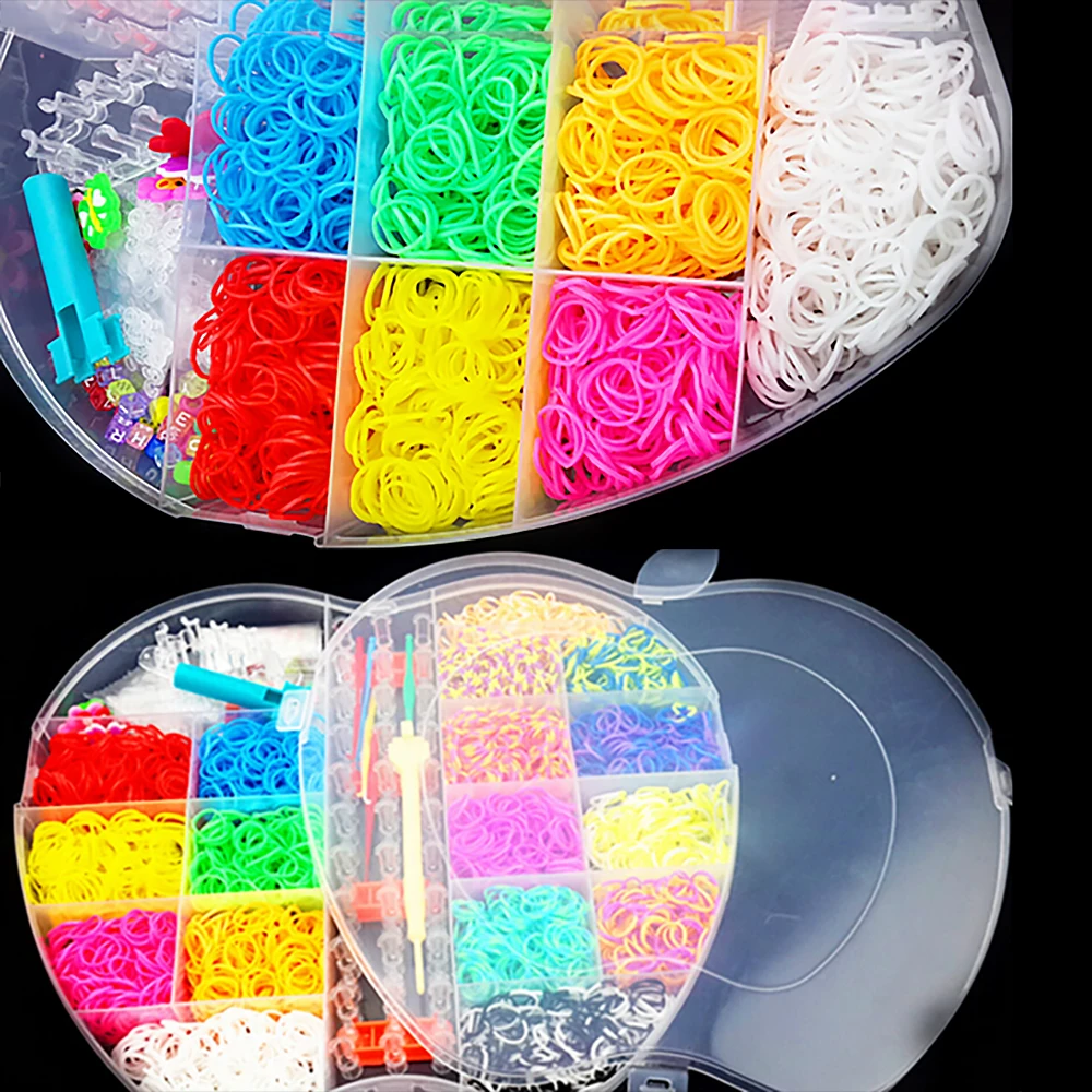 

Rainbow DIY Rubber Bands Hand Weaver Creative Montessori Cartoon Suit Educational Toys Colorful Loom Band Set Crafting Kit