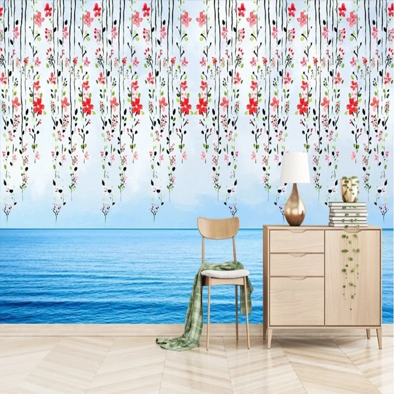 Настенные 3D-обои с изображением пресной воды берега цветов пейзажа стены