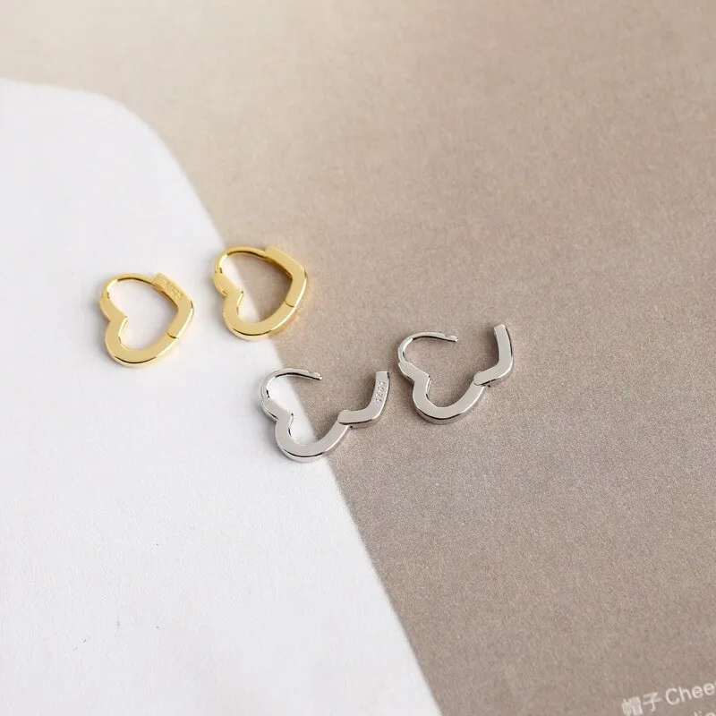 

A00323 Jazaz New Arrival Fashion Real 925 Sterling Silver Minimalist Love Heart Stud Earrings for Women Wholesale Drop Shipping