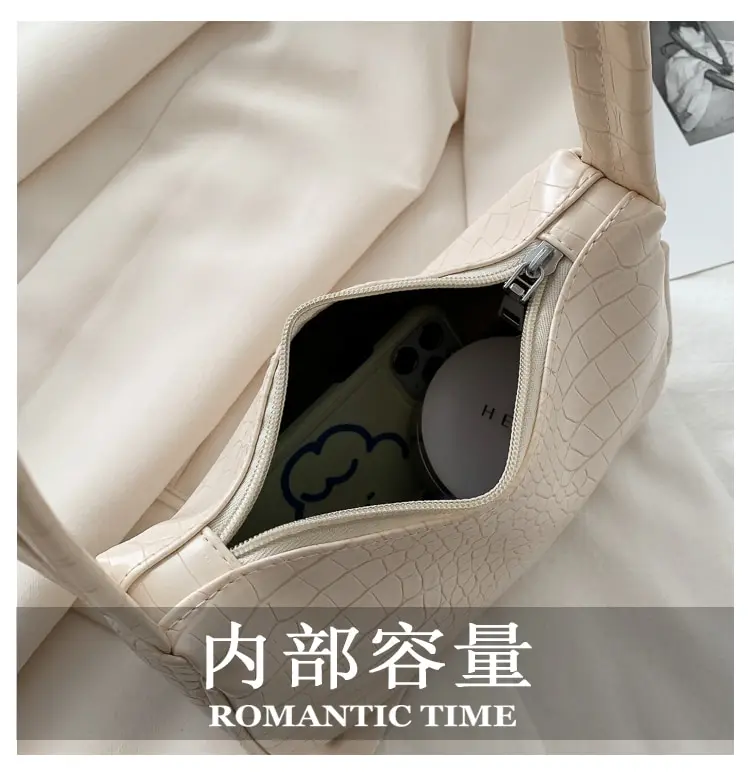 

Crocodile Pattern Women Underarm Bag Vintage Design PU Leather Ladies Small Shoulder Bags Female Tote Baguette Purse Handbags