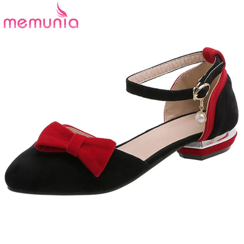 

Женские туфли из флока MEMUNIA, разноцветные туфли на плоской подошве, с бантом и пряжкой, удобные, для лета, 2020