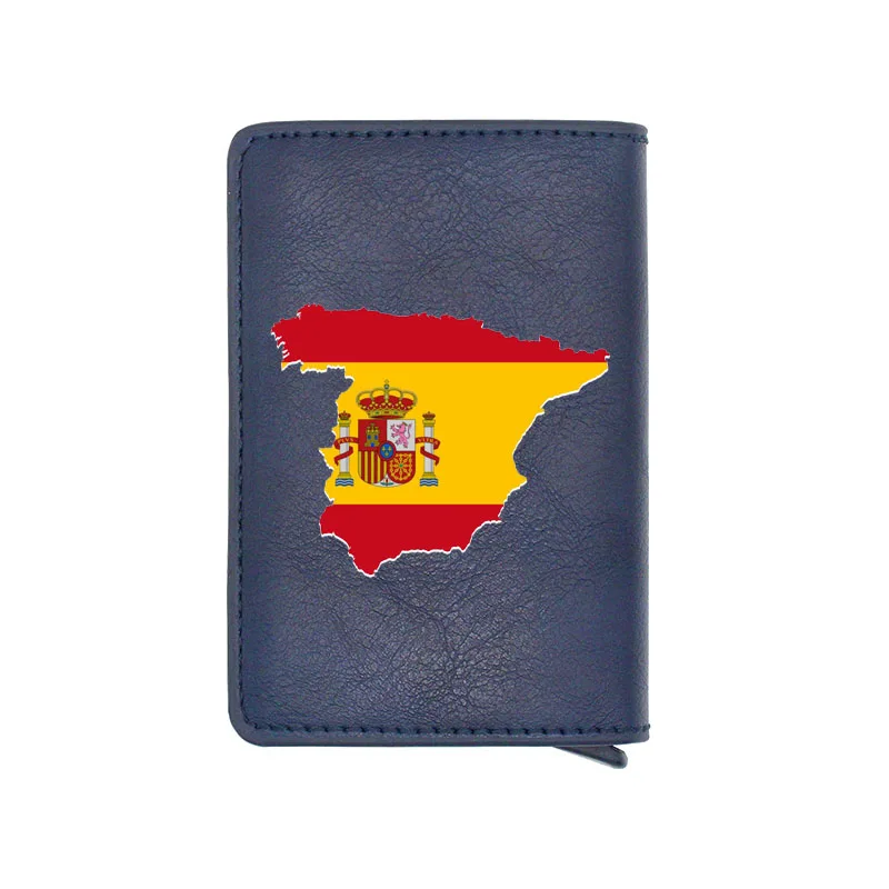 

Classic Flag of the Kingdom of Spain Map Black Card Holder Wallet Men Women Leather Black Rfid Short Purse Gift