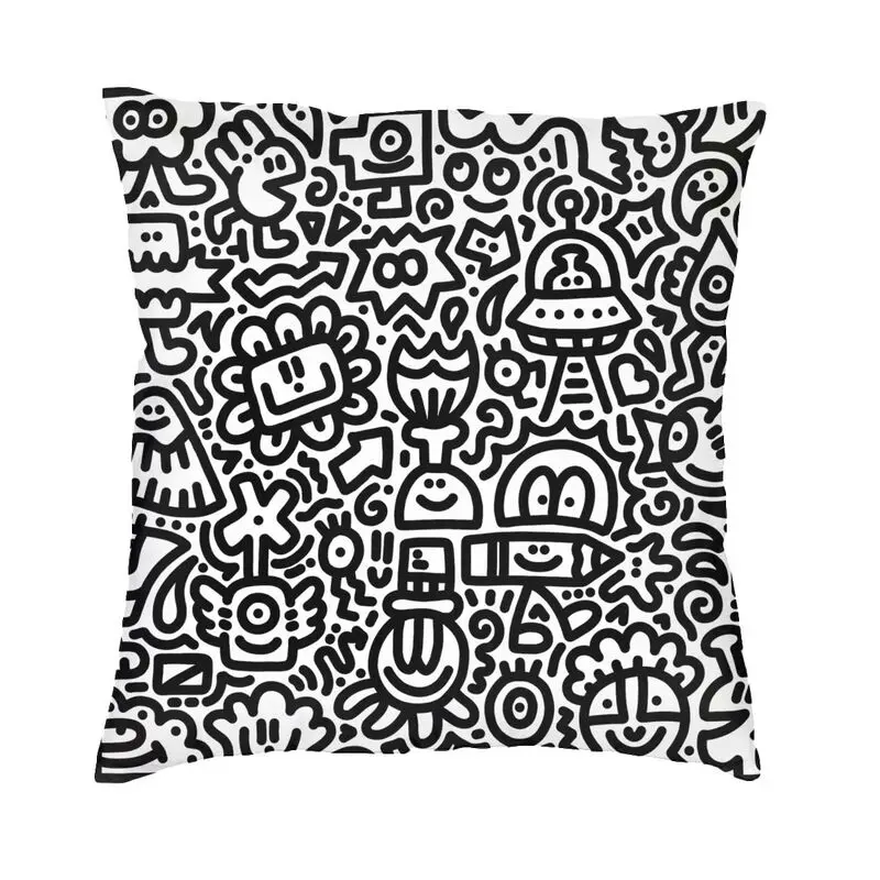 

Mr Doodle Abstract Graffiti Rap Pop Artist Sofa Cushion Cover Home Decoration 3D Printing Colorful Modern Art Throw Pillow Case