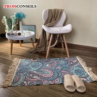 2020 retro bohemian hand woven cotton linens carpet bedside rug geometric floor mat carpets for living room bedroom home decor
