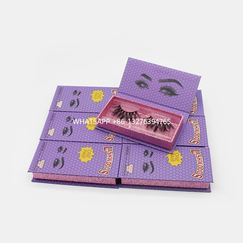 

Purple Lashwoods Mink Lashes Packing Lashes 3d Mink Eyelashes Natural False Eyelashes 1 Pair Handmade Fake Eye Lashes Extension