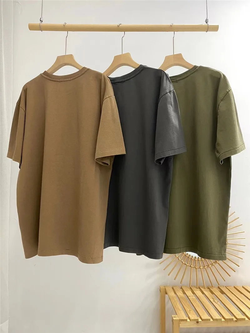 

Футболка Kanye West из плотной ткани, однотонная, 6 сезонов, футболка для мужчин и женщин, 1:1, высококачественные Топы большого размера с ярлыком в...