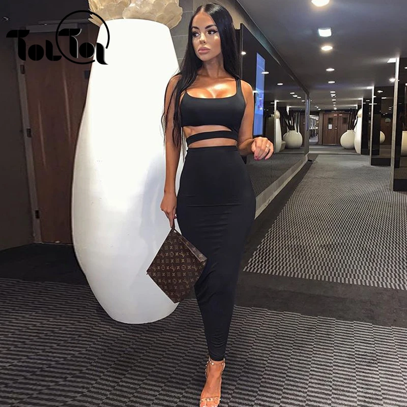 Женское длинное платье футляр повседневное облегающее макси из двух частей