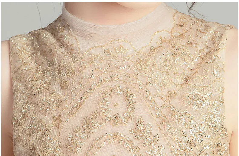 Children's Princess Dress Girl's Wedding Girl Sleeveless Evening Gold Sequins Baby Baptism Pageant Gown | Детская одежда и