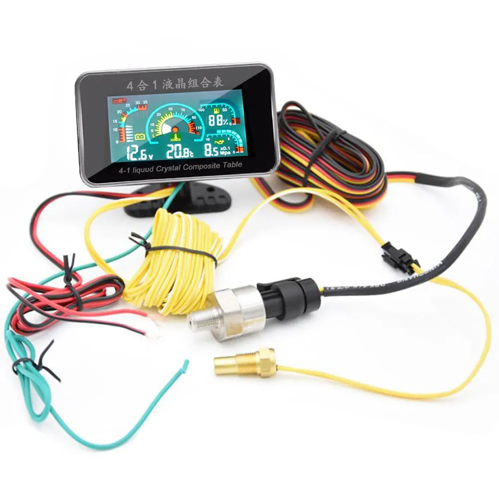 Универсальный lcd 12 v/24 v Автомобильный манометр давления масла+ вольтметр измеритель величины напряжения+ Датчик температуры воды с датчиками