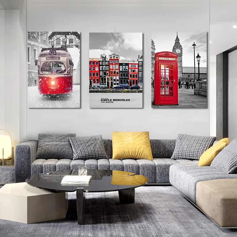 British Style Modern Canvas Art Wall Pictures City Buildings Bus Telephone Booth For Living Room Home Decor Posters No Frame | Дом и сад