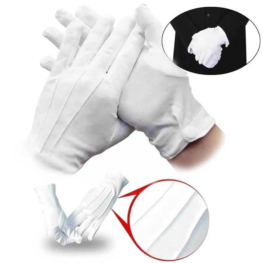 

New Style Pure Cotton White Tuxedo Gloves Formal Wear With White Gloves Gloves Lightweight Labor Insurance Alert Buttons Bu J1I2