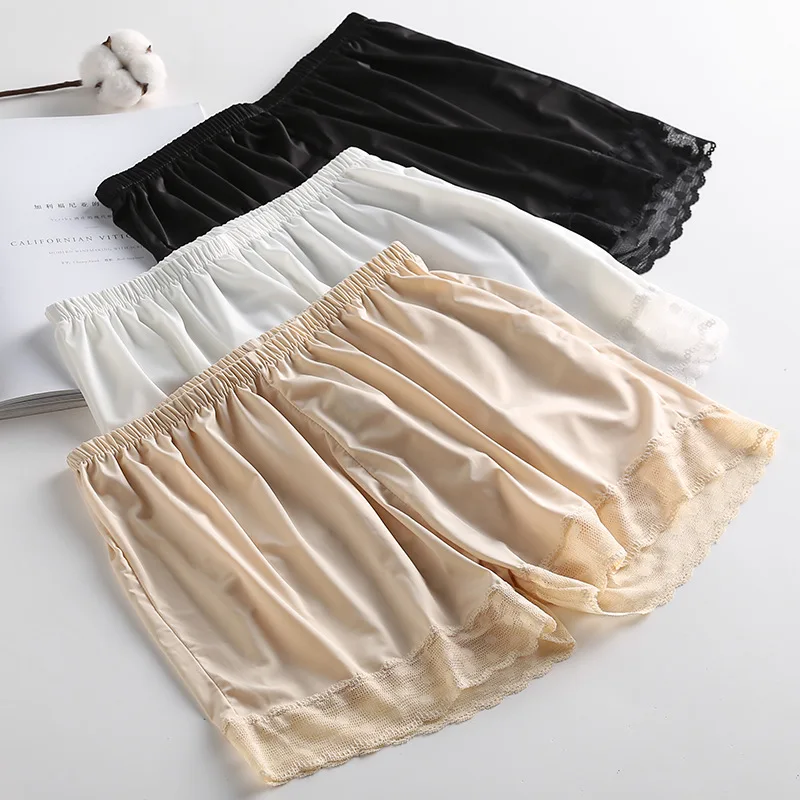 

Summer Women Satin Lace Silky Elastic Waist Short Pants Sexy Sleep Tracksuit Bottom Cool Home Pajama Nightwear Shorts