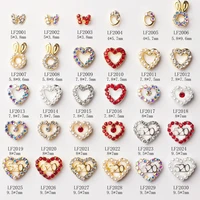 10pcsbag metal alloy hollow heartrabbit pattern 3d nail decoration gold diamond pearl decor 7mm7 5mm9 6mm nails accessories
