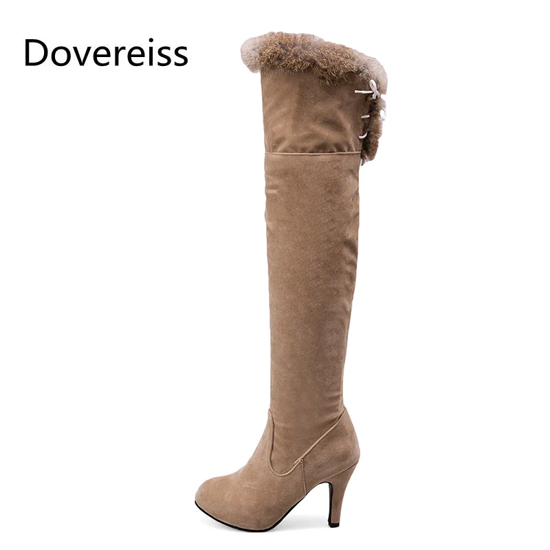 

Winter for woman new fashion sexy Pointed toe shoes Pure color Slip on clear heels boots Stilettos heels Knee high boots 34-43