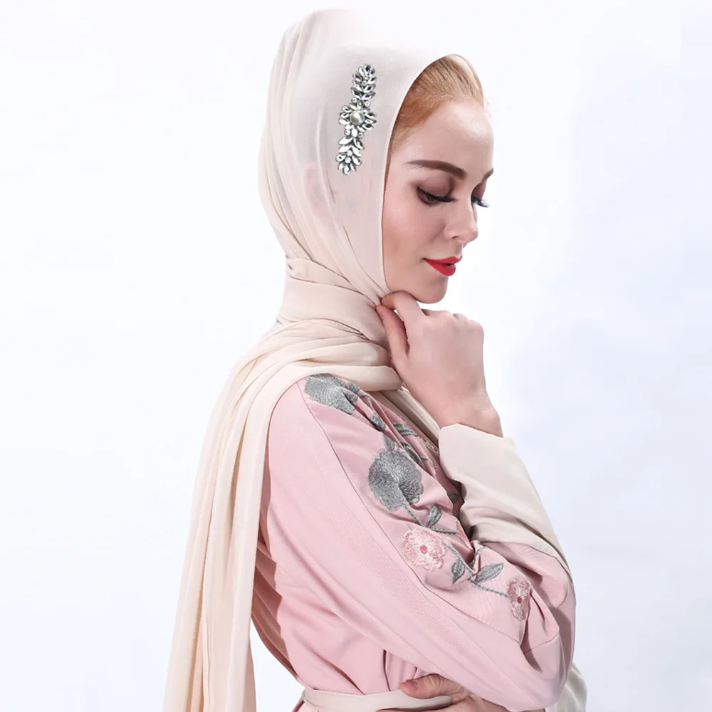 Исламская Для женщин длинный шарф Мусульманский Макси-шали простым изголовьем