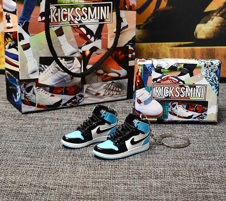 a pair w silver ring Персональный DIY Jordan Generation AIR JORDAN 1 chicago 3D кроссовок фигурный брелок сумка Подвеска парный брелок - Цвет: a pair w silver ring