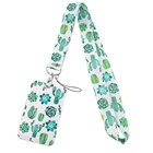 PF394 Dongmanli шнурок с зеленым КАКТУСОМ для кредитных карт, идентификационный значок, брелок для ключей, сумка для студентов, женский брелок для путешествий