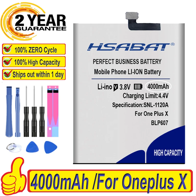 100% новый аккумулятор HSABAT 4000 мАч для Oneplus X BLP607 One plus с номером отслеживания|battery