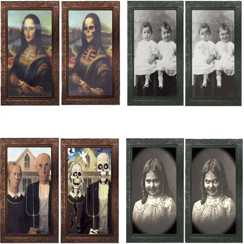 Фоторамка с изображением ужасов, линзовидная, 3D, для изменения лица, фоторамка, страшный портрет, хэллоуинская страшилка, праздничное украшение для вечеринок, реквизит