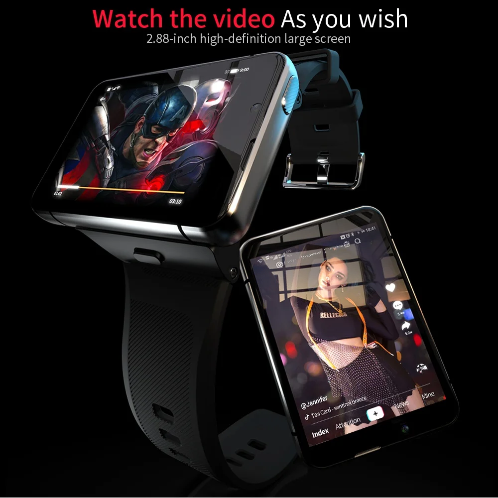 lokmat 2 88 inch big screen android smart phone watch 4gb 64gb dual camera gps bluetooth wifi sim function smartwatch for men free global shipping