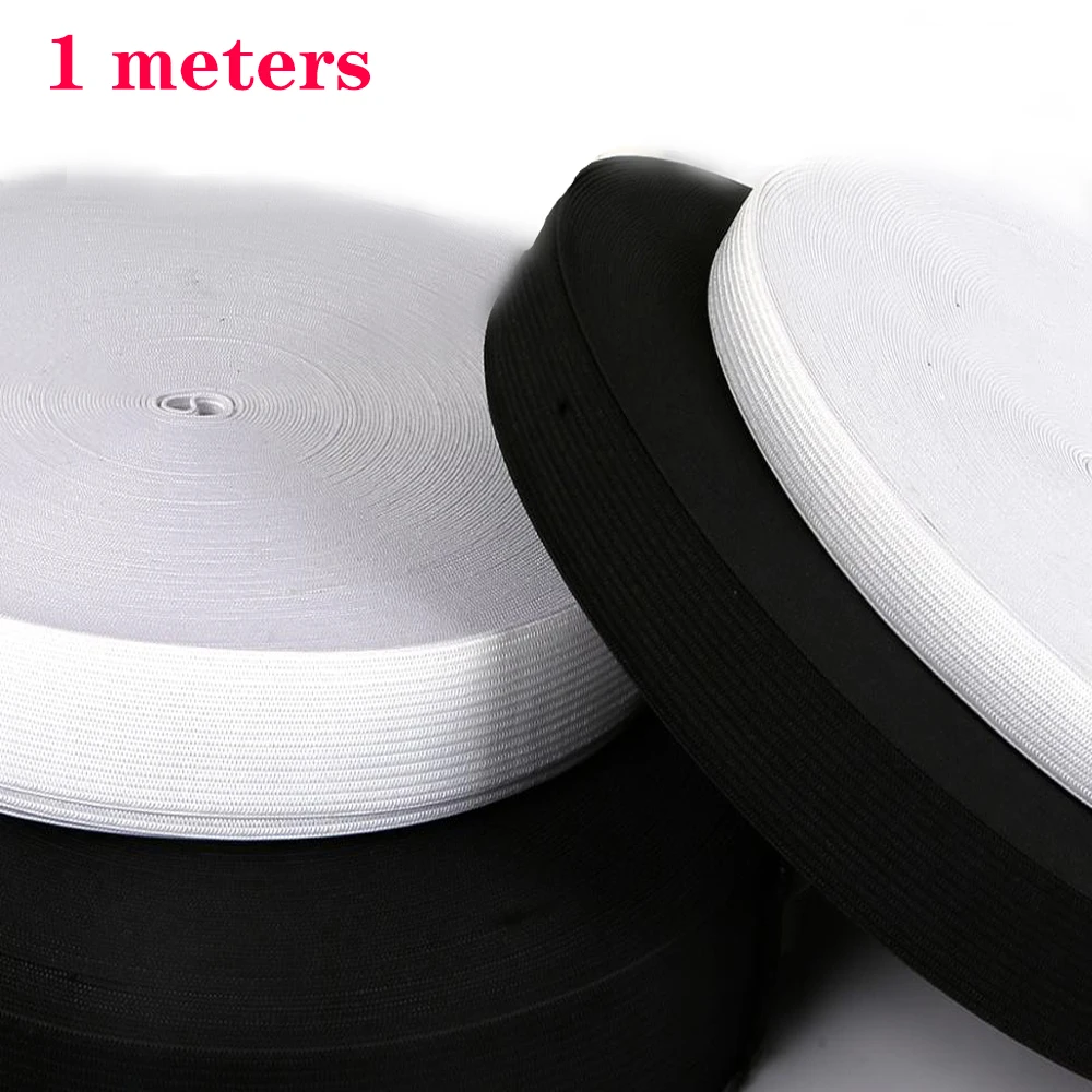 

10-50mm White Black Elastic Band Nylon Webbing Spandex Ribbon Garment Trousers Hair Tie Sewing Garment Accessories 1 meters