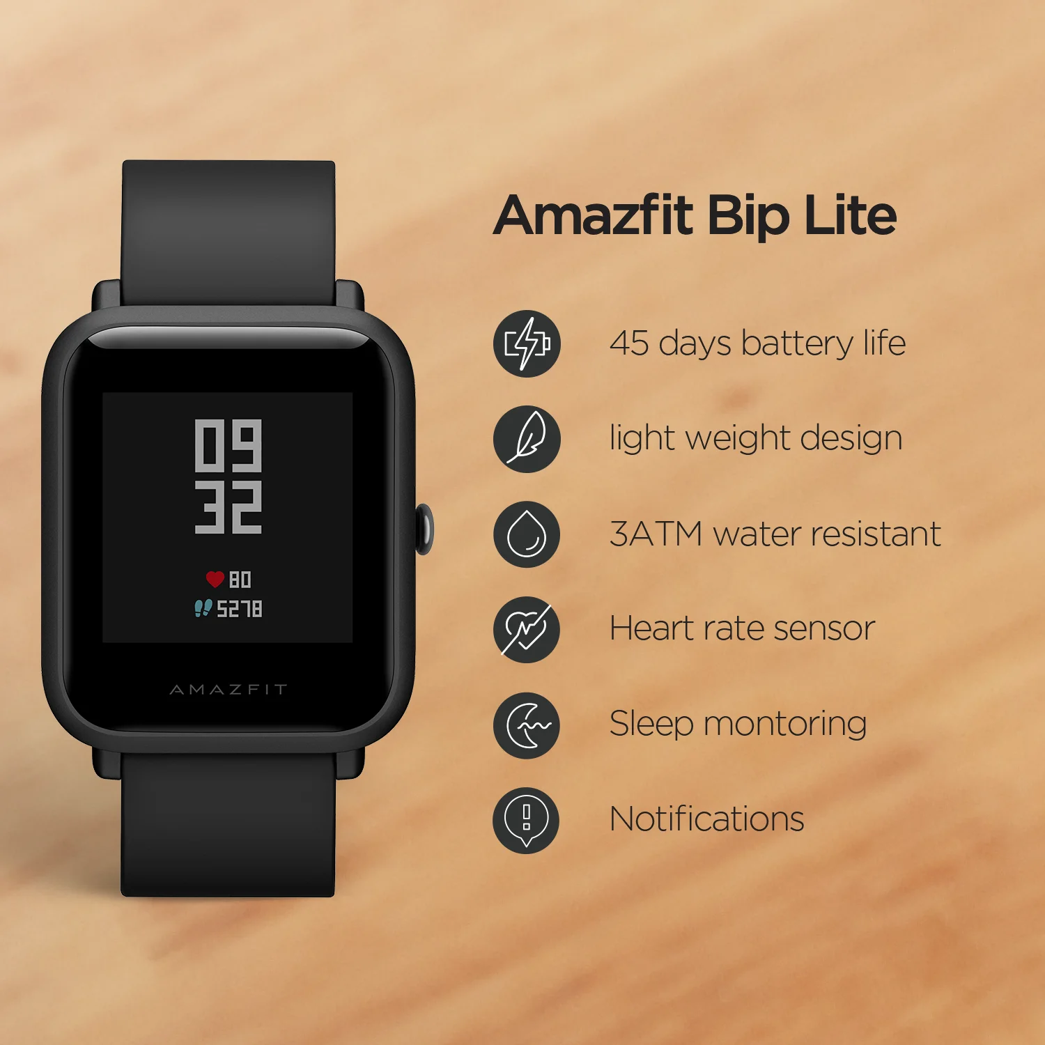 Смарт часы Amazfit Bip Lite 45 дней Срок службы батареи 3ATM в соответствии со стандартом