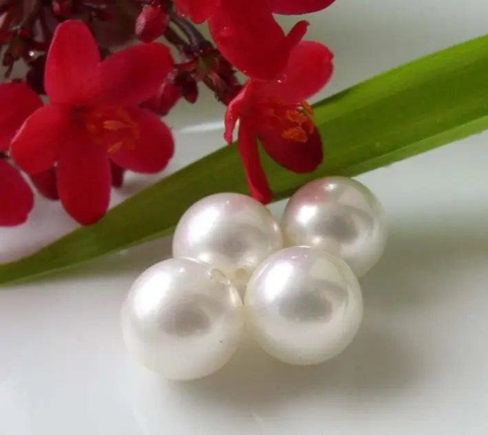 

Favorite Pearl Loose Beads Fine Jewelry AAA 8-18MM White Round Half Drilled Sea Shell Pearls For Making Earring Ring Pendant