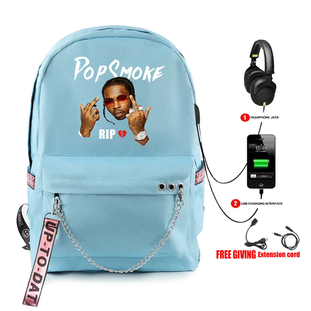 

2020 3D pop smoke Women Backpack School Bags Usb Charge Laptop Back Pack Men/Women Bags Teenage Girls Travel