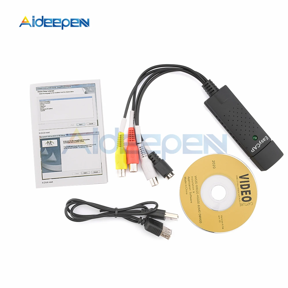 

USB 2.0 Capture 1 Channel Video TV DVD VHS Audio PC Capture Adapter Card TV Video DVR Converter