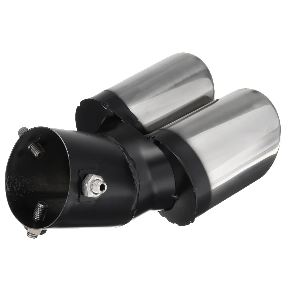 CAR REAR CURVED GUAL EXHUAST MUFFLER PIPE TRIM TIPS CHROME TAIL DURABLE | Mufflers