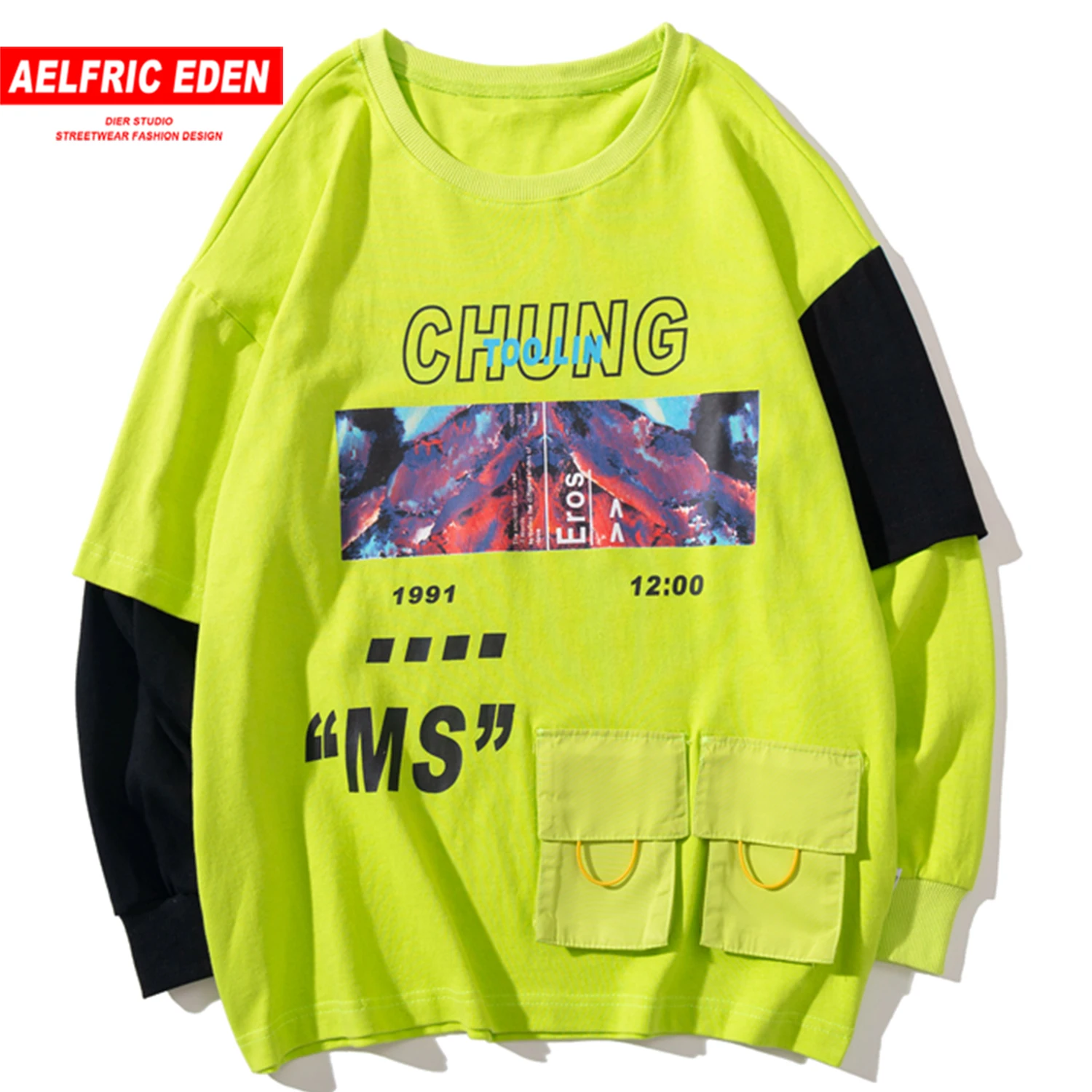 Aelfric Eden Лоскутные толстовки с печатными надписями для мужчин 2019 Harajuku