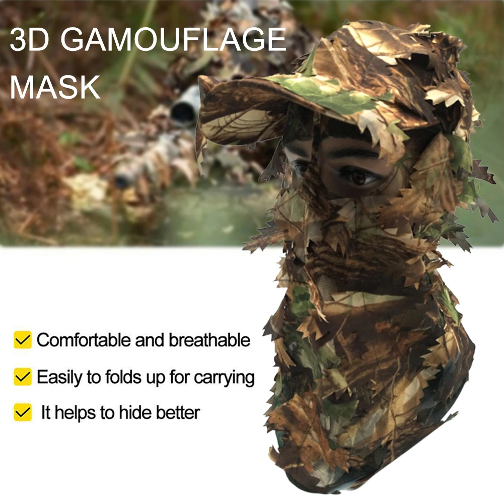 Камуфляжная маска с 3D листьями на все лицо капюшон костюмы головной убор